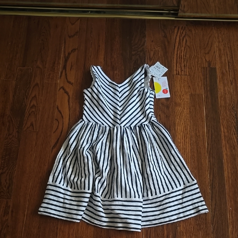 Striped Blue, Red and White Kids Dress